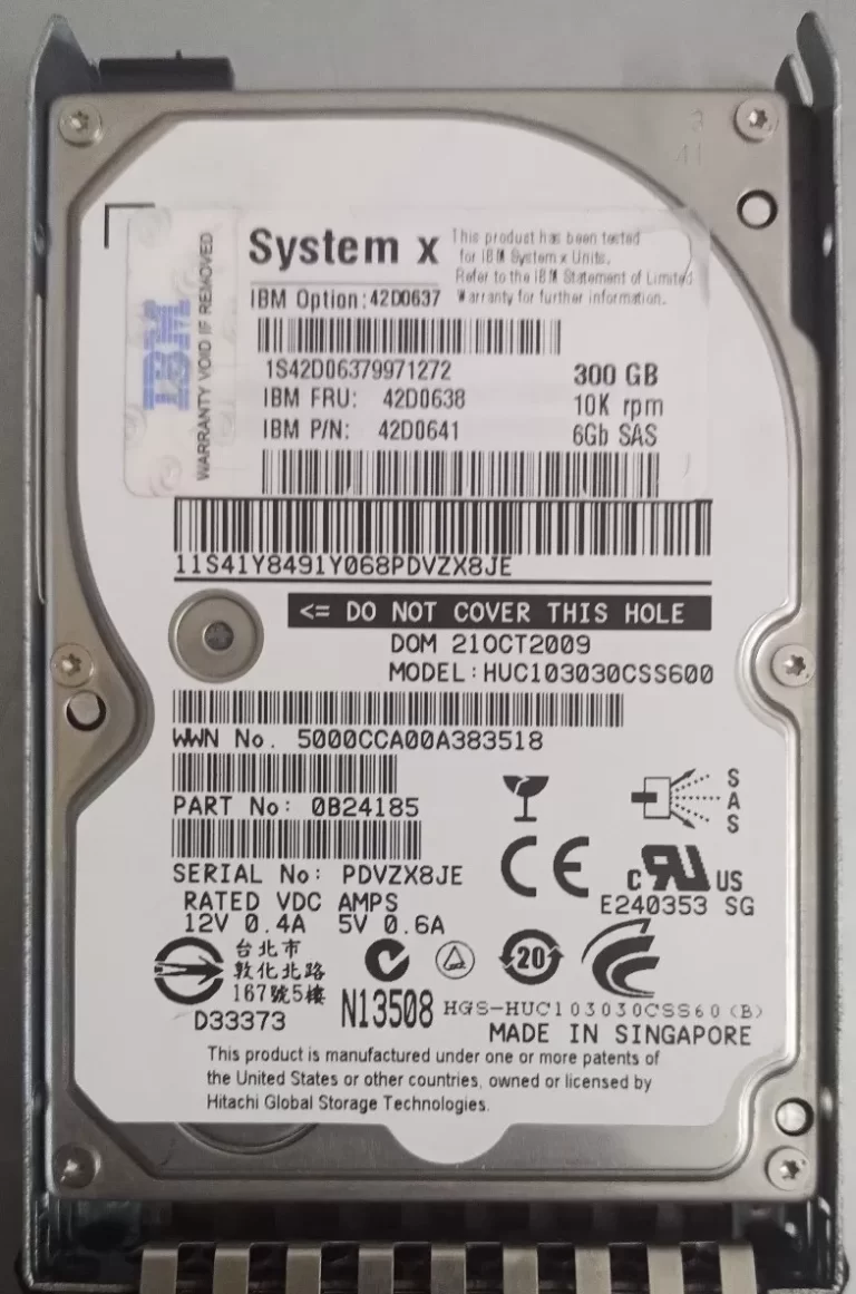 IBM 300GB 2.5 Inch 6Gbps 10K RPM SAS Hard Disk /B6