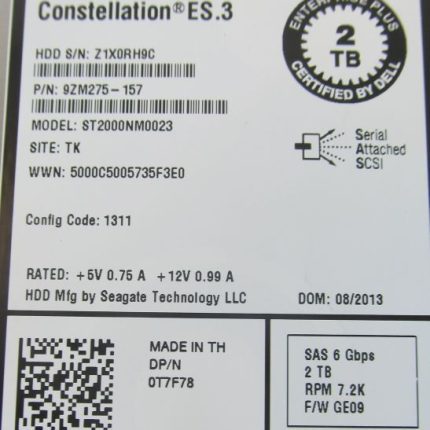 2TB 7.2K rpm SAS 6Gbps SC200 HDD vt /B15 2TB 7.2K rpm SAS 6Gbps SC200 HDD vt /B15