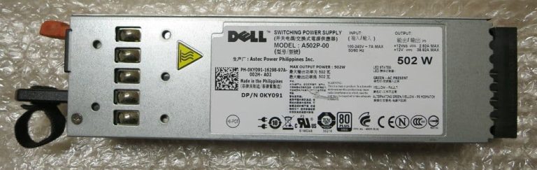 Dell KY091 0KY091 Poweredge R610 502W Power Supply A502P