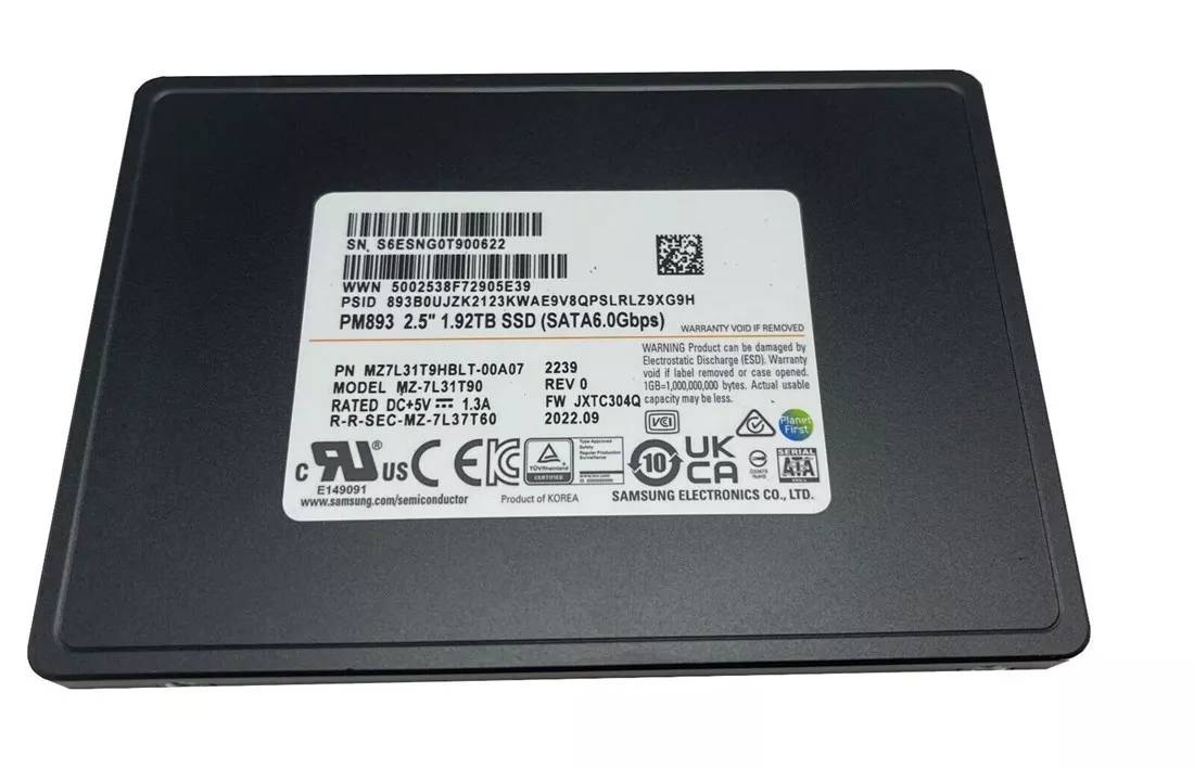 Samsung PM883 2.5'' MZ7LH1T9HMLT - SSD - 1.92 TB - SATA 6Gb/s Refurbished Samsung PM883 2.5'' MZ7LH1T9HMLT - SSD - 1.92 TB - SATA 6Gb/s Refurbished - Image 1