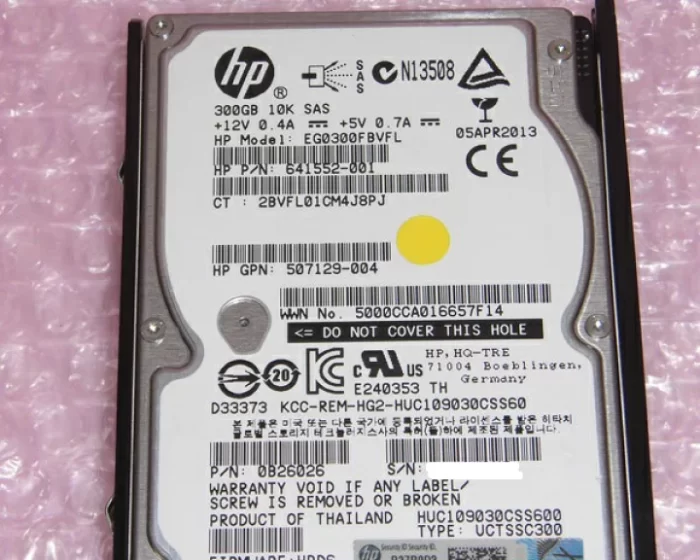 HP SAS 300GB 10K 2.5-inch Hard Drive 641552-001 (EG0300FBVFL)