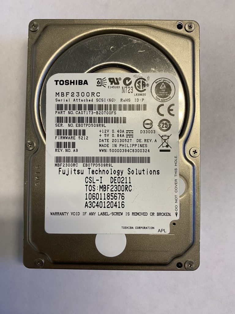 TOSHIBA 300GB 10K 6Gbps 2.5" SAS CA07173-B21000CS
