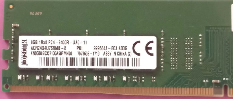 8 GB PC4 2400R-UAO-11 RAM